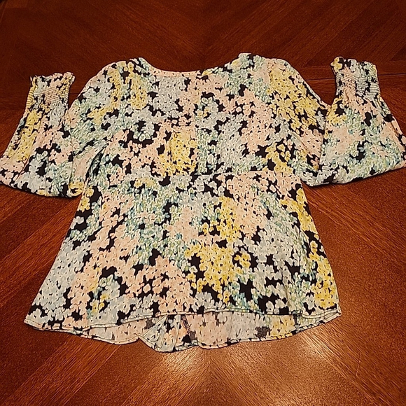 LOFT Womens Top Medium Floral Blouse Medium Pastel Long Sleeve Casual Preppy A1 - Picture 7 of 8